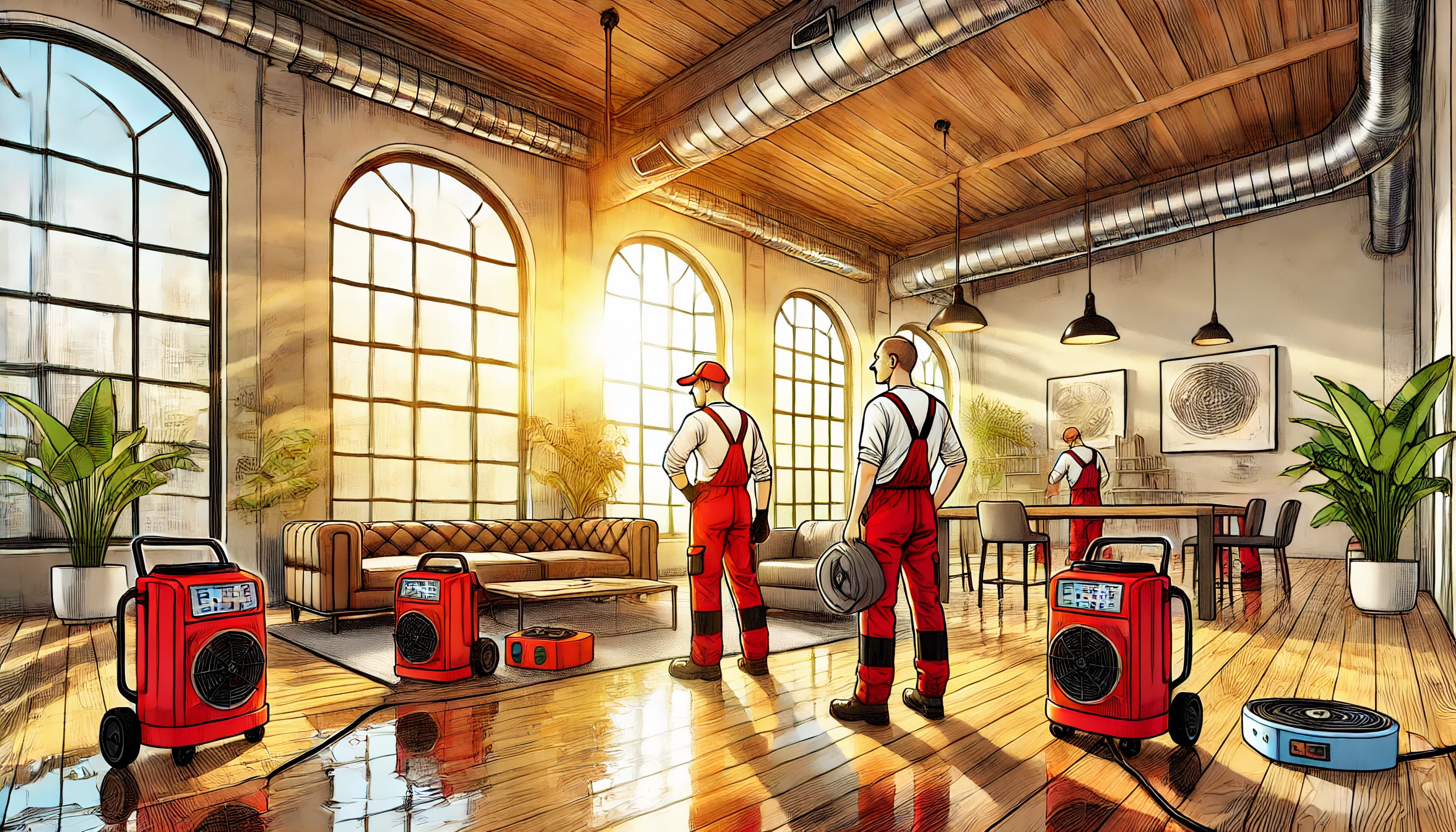 Waterproofing and drying equipment after a water loss