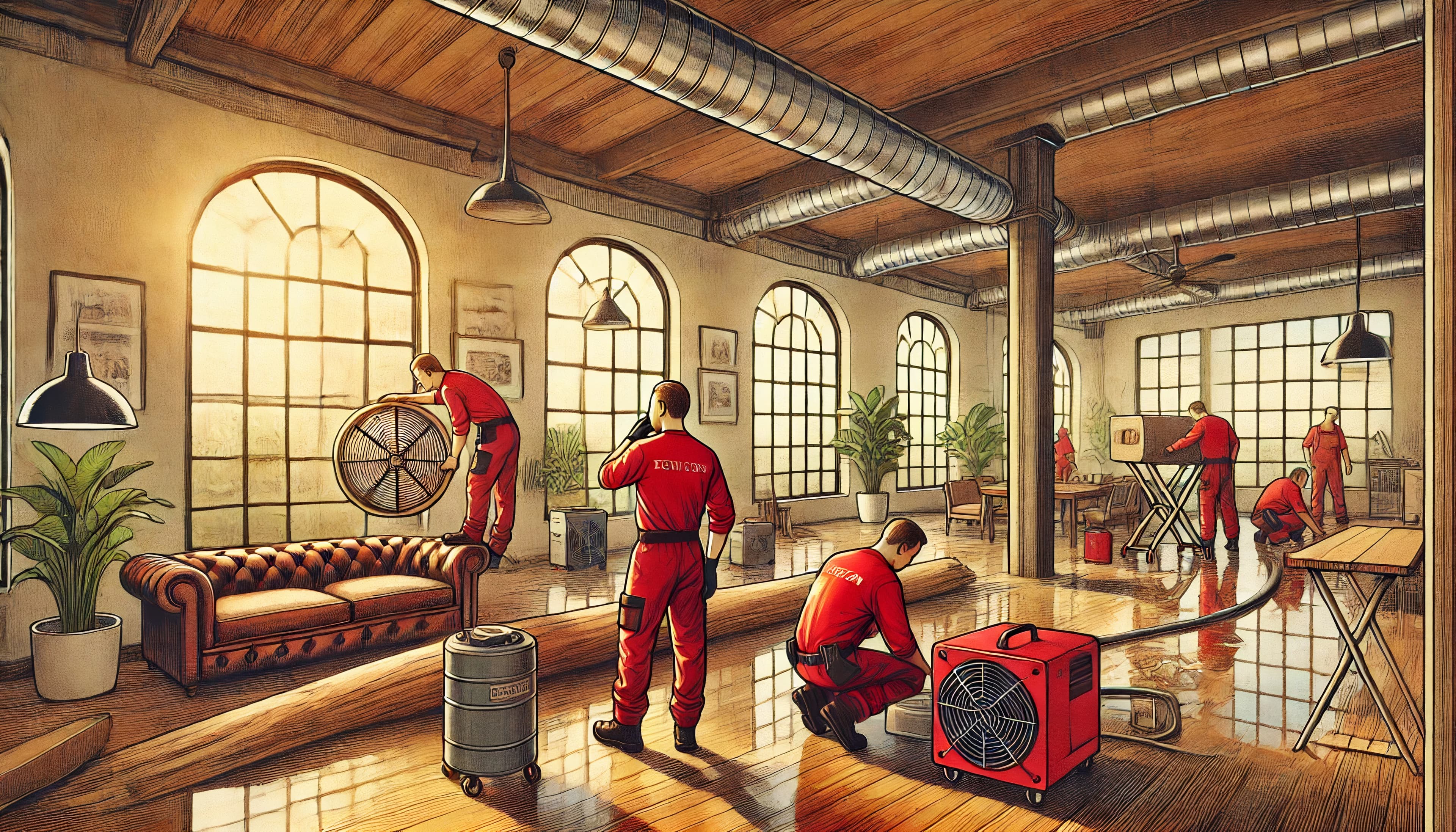 Drying equipment staged for a Chicago water loss